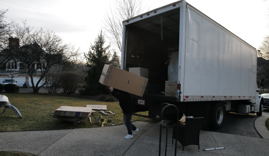 Moving truck in residential driveway Skokie