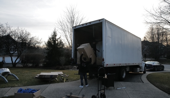 Moving truck in subdivision