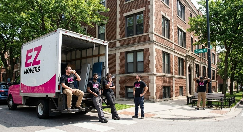 EZ Movers crew taking a break